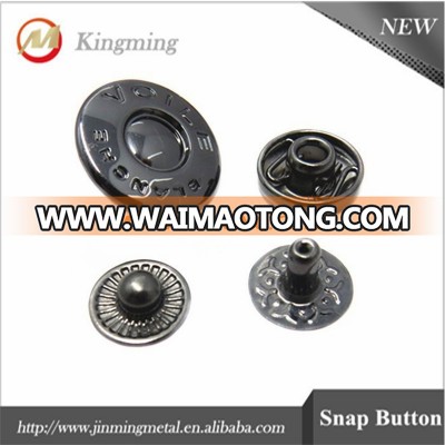Engraved Logo Gun Metal 4 Part Snap Press Button Fastener