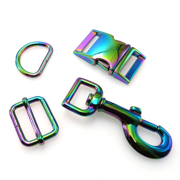 Zinc Alloy Custom Logo Curved Rainbow Metal Side Quick Release Clasp Adjustment Buckles For Pet