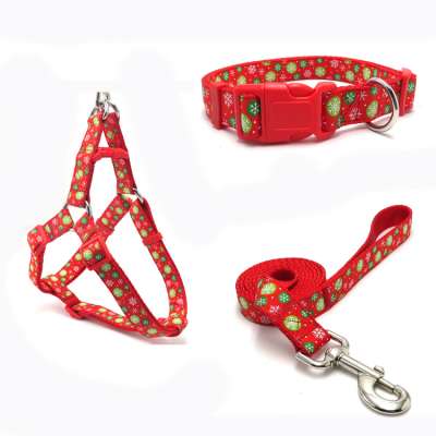 Dog Accessories Printed Dog Collar Adjustable Soft Pet Leashes Custom Reversible Dog Harness